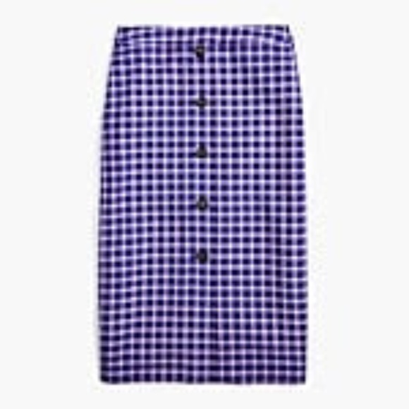 J. Crew Petite Button Front Pencil Skirt in Plaid, P6 - Picture 2 of 3
